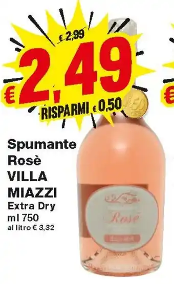 Prix Quality Spumante Rosè Villa Miazzi 750ml offerta