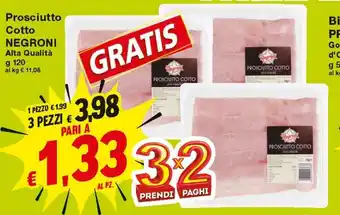 Prix Quality Prosciutto Cotto Negroni 120g offerta