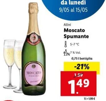 Lidl Allini Moscato Spumante 0,75 L offerta