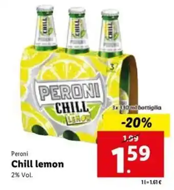 Lidl Peroni Chill lemon 2% Vol. 3x 330 ml offerta
