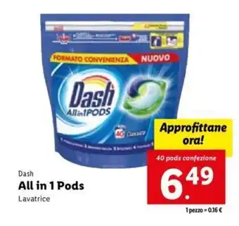Lidl Dash All in 1 Pods Lavatrice 40 pods offerta
