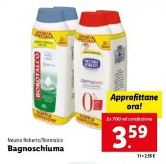 Lidl Neutro Roberts/Borotalco Bagnoschiuma 2x 700 ml offerta
