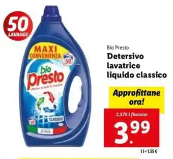 Lidl Bio Presto Detersivo Lavatrice Liquido classico 2,575 L offerta
