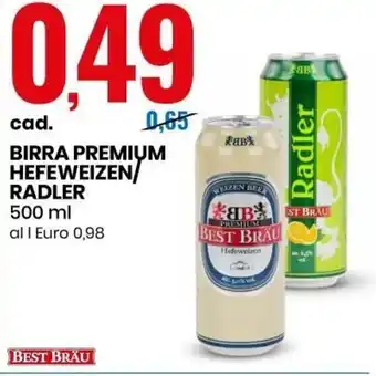 Eurospin Best Bräu Birra Premium Hefeweizen/Radler 500 ml offerta