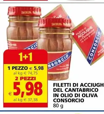 Il Gigante Filetti di acciughe del cantabrico in olio di oliva consorcio offerta