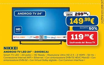 Euronics Nikkei android tv led offerta