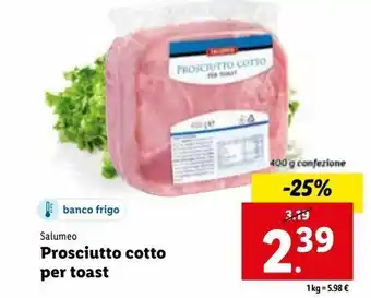 Lidl Prosciutto cotto salumeo per toast 400 g offerta