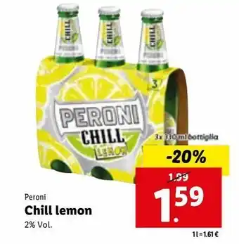 Lidl Peroni chill lemon 2% vol 3x330 ml offerta