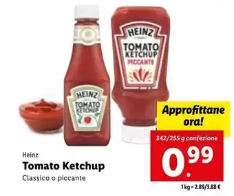Lidl Tomato ketchup heinz classico o piccante 342/255 g offerta
