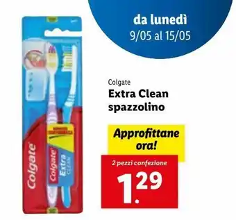 Lidl Extra clean spazzolino colgate 2 pezzi offerta
