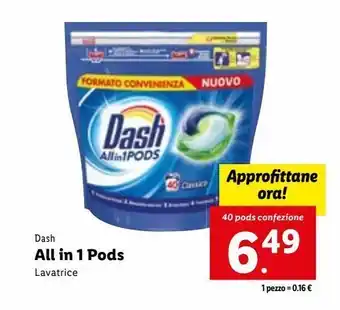 Lidl Dash all in1 pods lavatrice 40 pods offerta