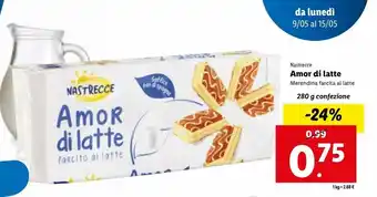 Lidl Nastrecce amor di latte 280g offerta