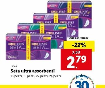 Lidl Lines seta ultra assorbenti offerta