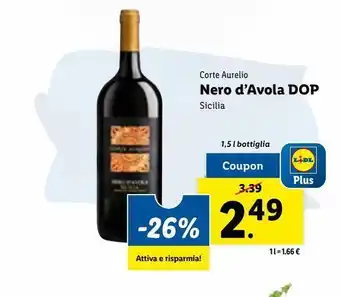 Lidl Corte aurelio nero d'avola dop sicilia 1.5 l offerta