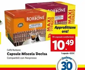 Lidl Capsule miscela decisa caffe borbone compatibili nespresso, 70 capsule offerta