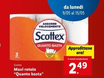 Lidl Scottex maxi rotolo 'quanto basta' 3 rotoli offerta