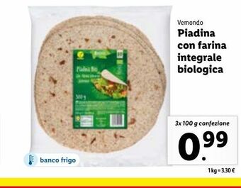 Lidl Vemondo piadina con farina integrale biologica 3x100 g offerta