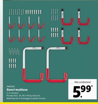 Lidl Parkside ganci multiuso offerta