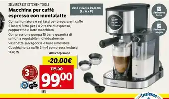 Lidl Silvercrest kitchen tools macchina per caffè con montalatte offerta