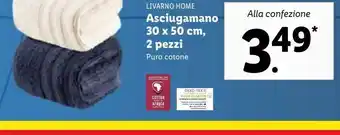 Lidl Livarno home asciugamani 30x50 cm 2 pezzi pure cotone offerta