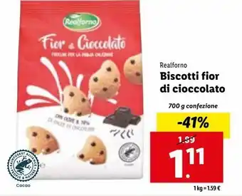 Lidl Realforno biscotti fior di cioccoalto 700 g offerta