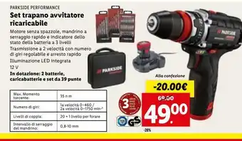 Lidl Parkside performance trapano avvitatore ricariacbile offerta