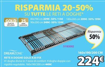 JYSK Rete a doghe gold a30 fix offerta