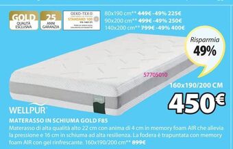 Materasso in schiuma gold f85