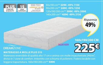 JYSK Materasso a molle plus s15 offerta