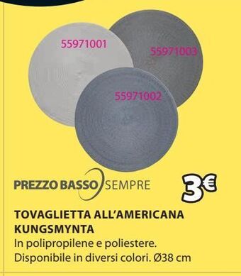 JYSK Tovaglietta all'americana kungsmynta offerta