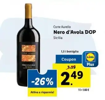 Lidl Corte Aurelio Nero d'Avola DOP 1,5 l offerta