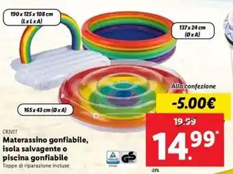 Lidl Crivit Materassino gonfiabile, isola salvagente o piscina gonfiabile offerta