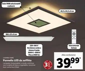 Lidl Livarno Home Pannello LED da soffitto offerta