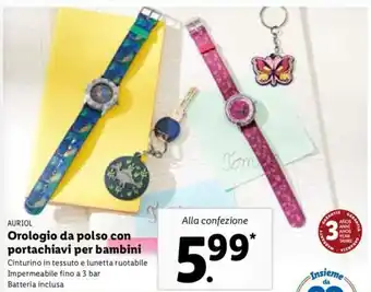 Lidl Auriol Orologio da polso con portachiavi per bambini offerta