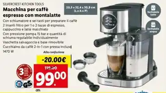 Lidl Silvercrest Kitchen Tools Macchira per caffè espresso con montalatte offerta