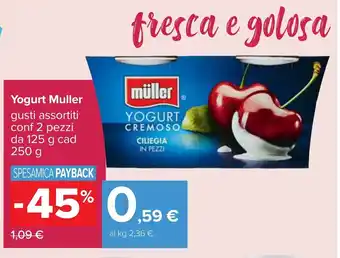 Carrefour Müller Yogurt 2 pezzi 125 g cad 250 g offerta