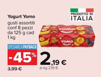 Carrefour Yomo Yogurt 8 pezzi 125 g cad 1 kg offerta