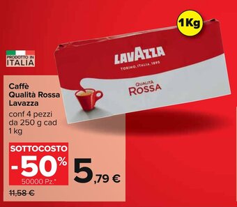 Carrefour Lavazza Caffè Qualità Rossa 4 pezzi 250 g cad 1 kg offerta