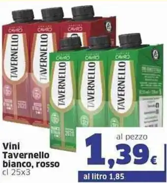 Tavernello Vini bianco, rosso cl 25x3