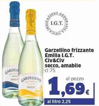 Garzellino frizzante Emilia I.G.T. Civ&Civ secco, amabile cl 75