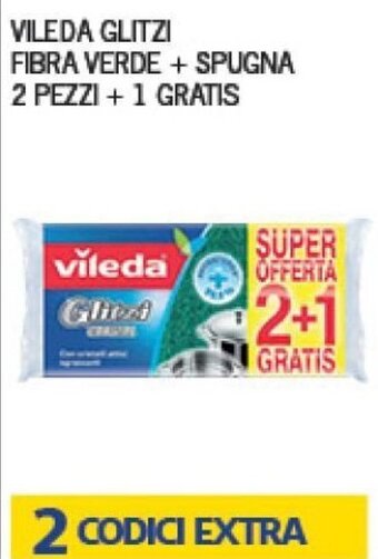 Vileda Glitzi Fibra Verde+Spugna 2 pezzi+ 1 Gratis