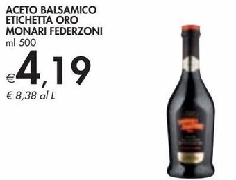 Aceto balsamico etichetta oro monari federzoni