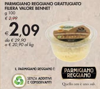 Bennet Parmigiano reggiano grattugiato filiera valore bennet offerta
