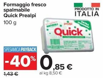 Carrefour Iper Formaggio fresco spalmabile quick prealpi offerta