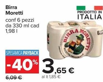 Carrefour Iper Birra moretti offerta