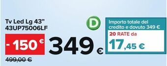 Carrefour Iper Tv led lg 43'' 43up75006lf offerta