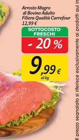 Carrefour Market Arrosto magro di bovino adulto filiera qualità carrefour offerta