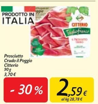 Carrefour Market Prosciutto crudo il poggio citterio offerta