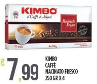 Euroesse Kimbo Caffè Macinato Fresco 250 gr X4 offerta