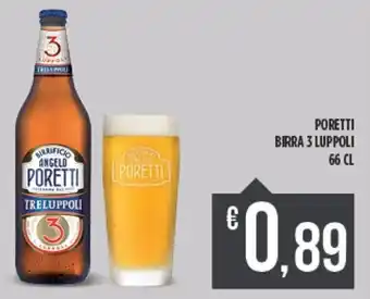 Euroesse Poretti Birra 3 Luppoli 66 cl offerta